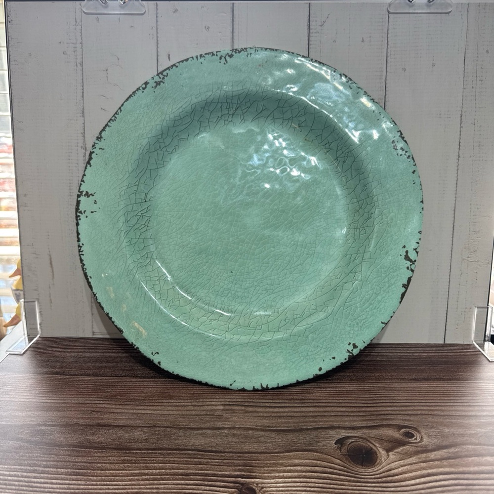 Set of 4 Hobby Lobby AL FRESCO Turquoise Melamine Dinner Plates - New